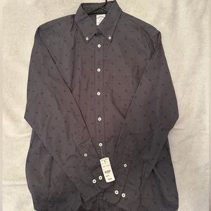 M Dark Gray Paisley Brooks Brothers Long Sleeve Shirt - Regent Fit